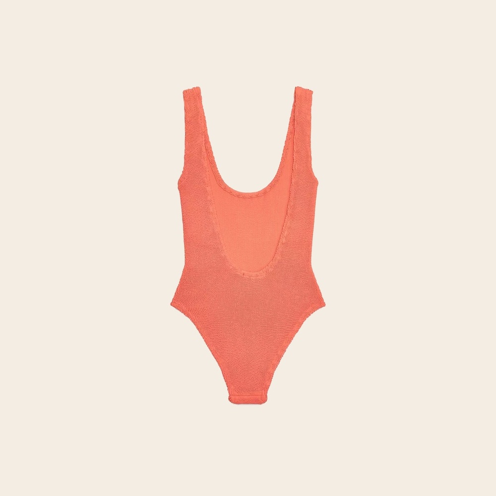 Zara Stretch One Piece Bathing Suit Bright Orange Women's Size Medium NWT - Picture 6 of 10